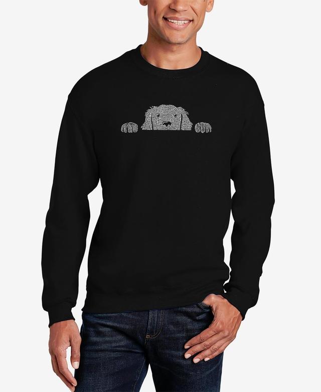 La Pop Art Mens Peeking Dog Word Art Crew Neck Sweatshirt Product Image