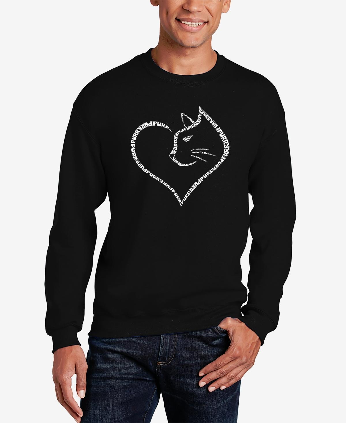 La Pop Art Mens Cat Heart Word Art Crewneck Sweatshirt Product Image