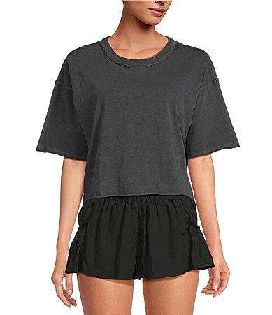 Free People FP Movement Crew Neck Short Sleeve Inspire Oversized Boxy Cropped Shirt Product Image