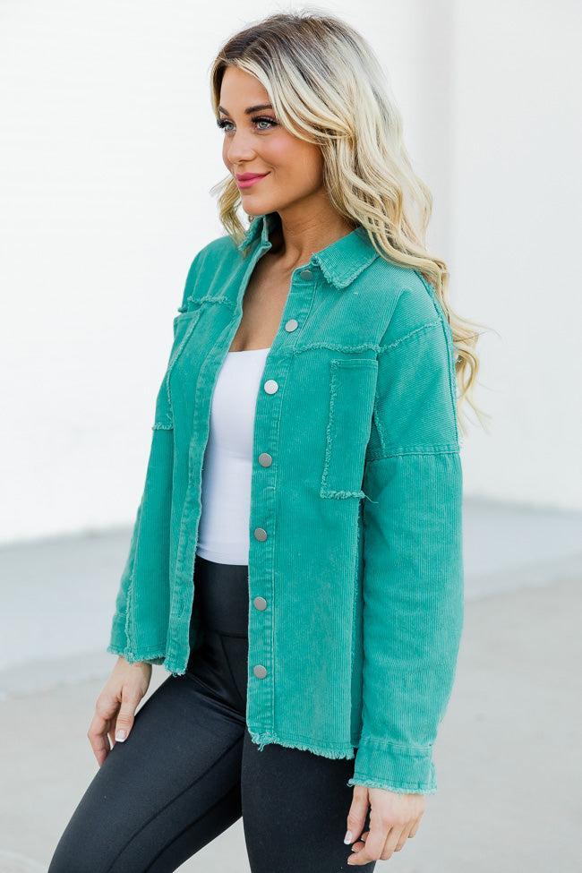 Keep Me Grounded Teal Frayed Edge Cord Shacket FINAL SALE Product Image