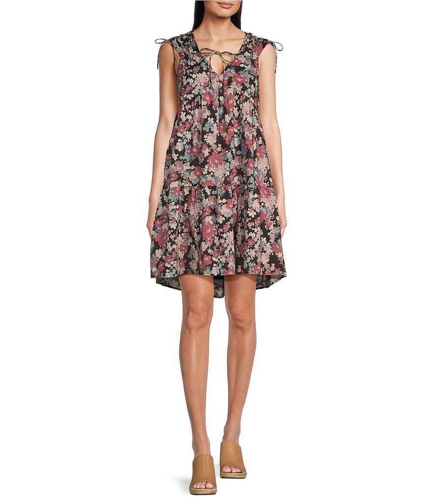 Lucky Brand Floral V-Neck Sleeveless Mini Dress Product Image