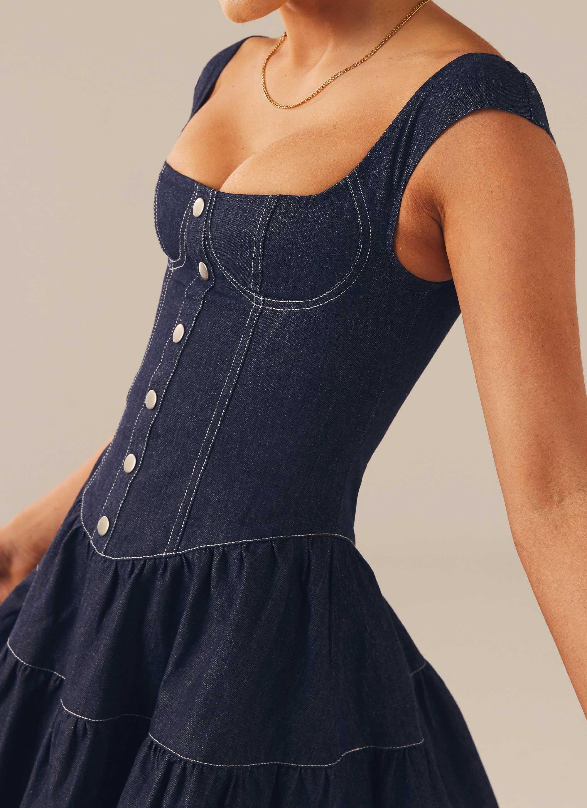 Isabella Denim Bustier Dress - Indigo Product Image