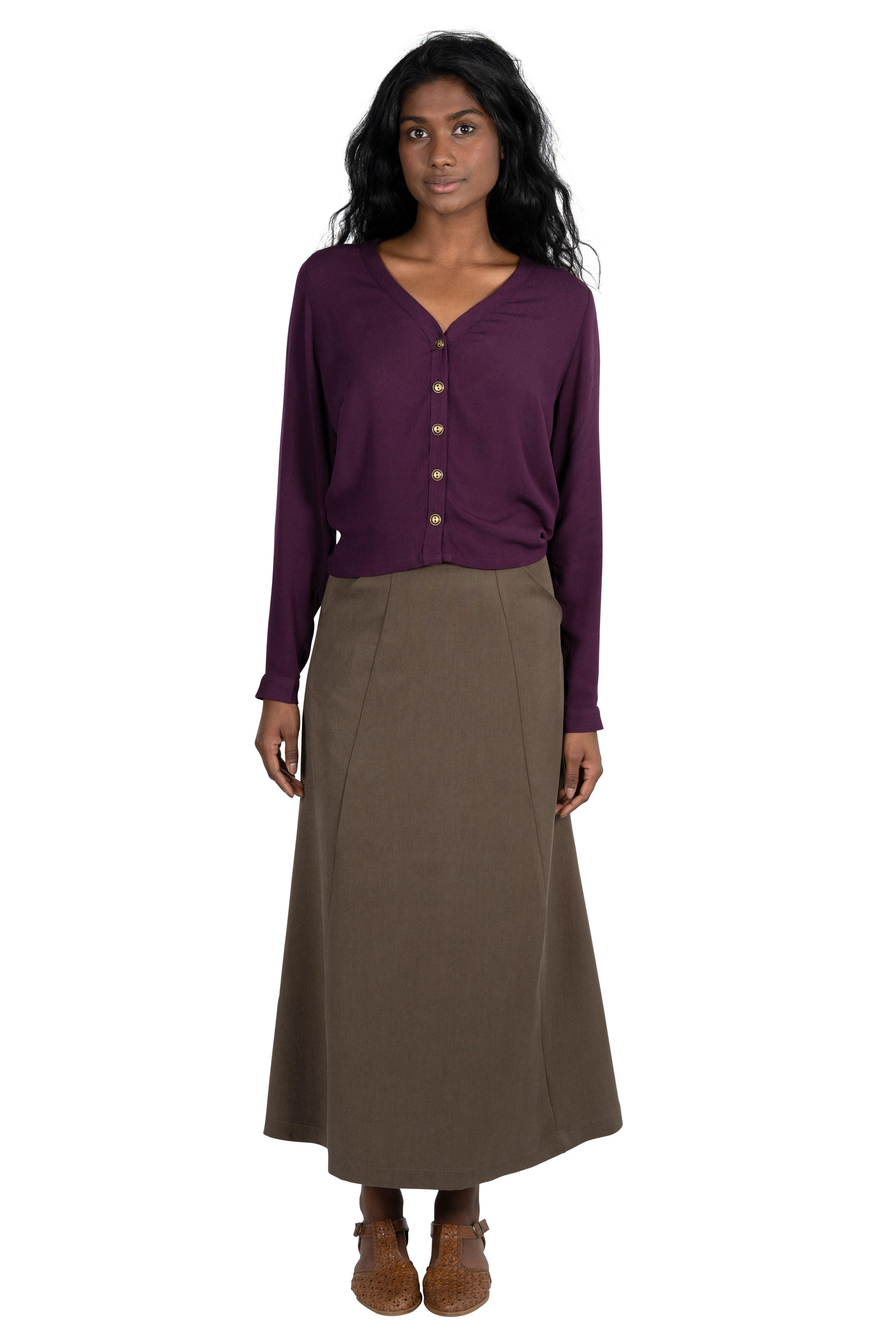 Olivia Skirt in Olive Tencel Product Image