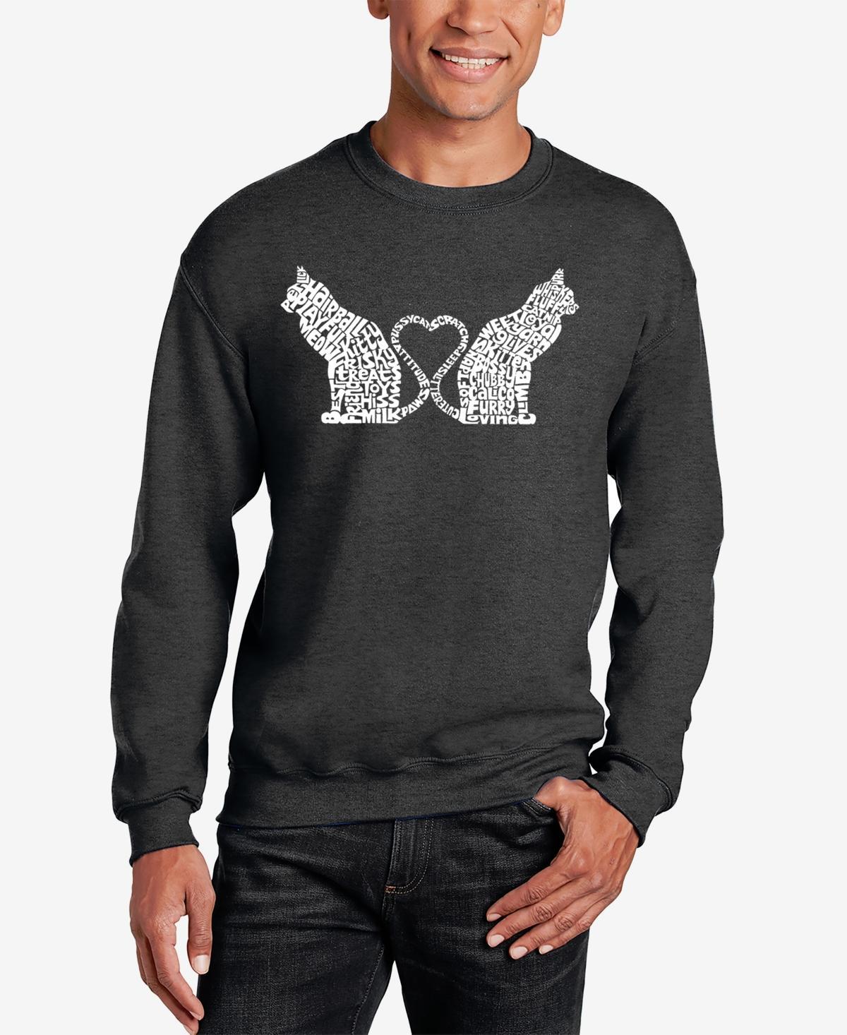 La Pop Art Cat Tail Hearts - Mens Word Art Crewneck Sweatshirt Product Image