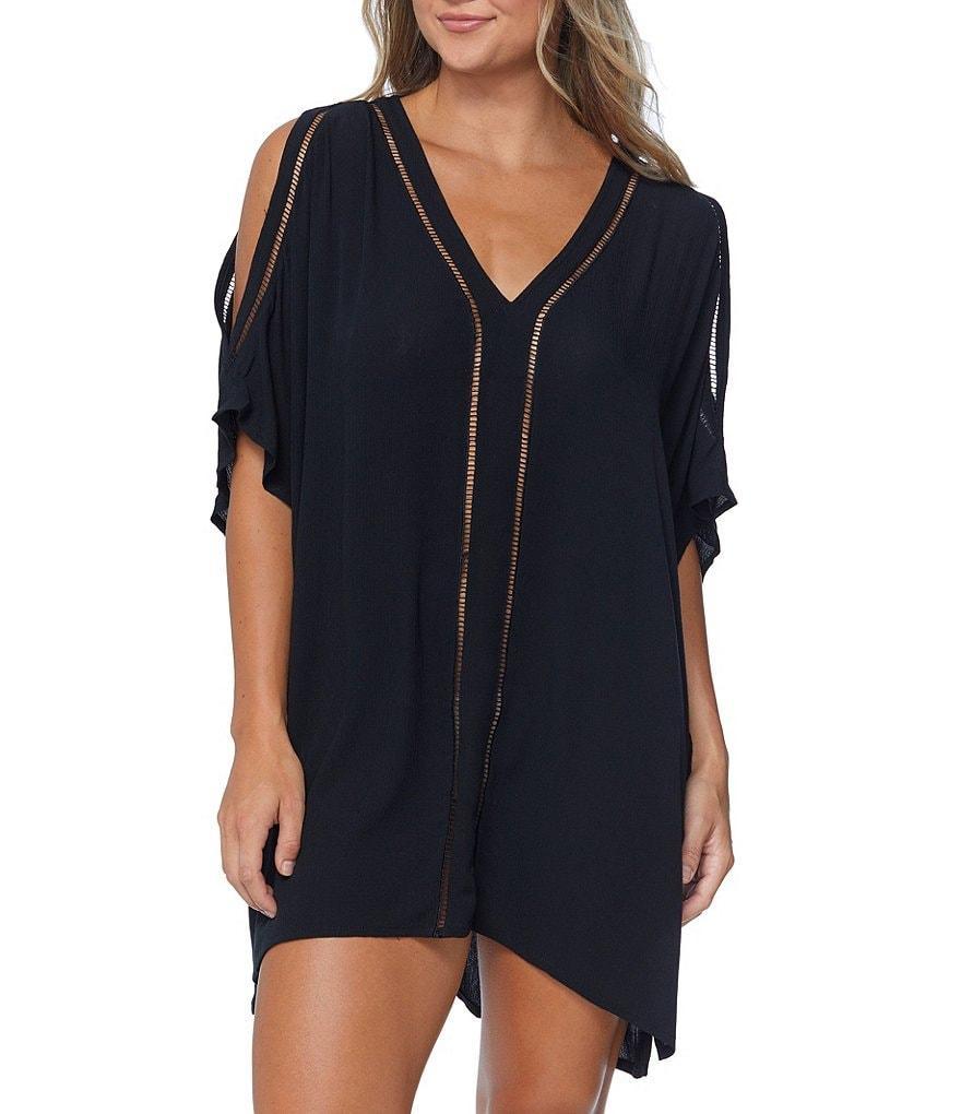 Raisins Samba V-Neck Cold Shoulder Caftan Swim Cover-Up Product Image