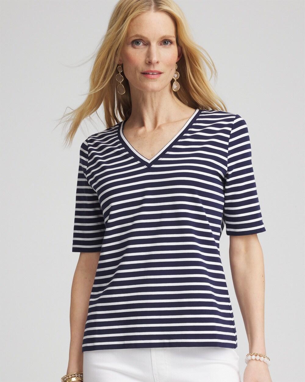 Striped V-Neck Perfect Tee Product Image