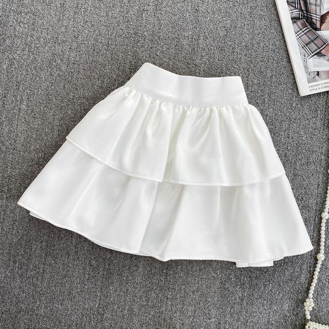 High Rise Plain Tiered Mini A-Line Skirt Product Image