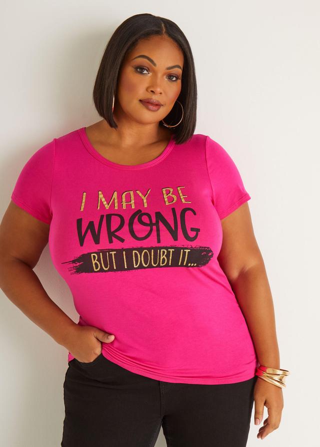 May Be Wrong Glittered Graphic Tee Product Image