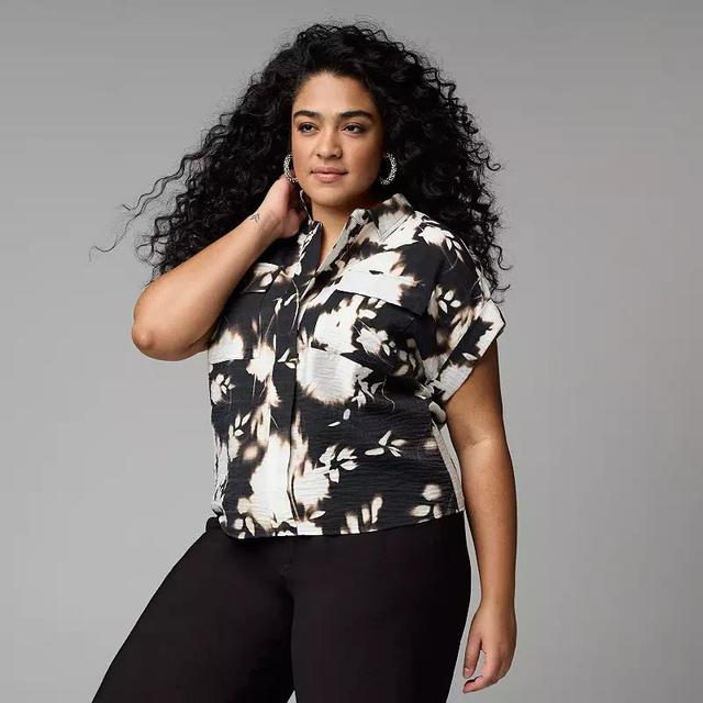 Plus Size Simply Vera Vera Wang Short Sleeve Shirt, Womens Product Image