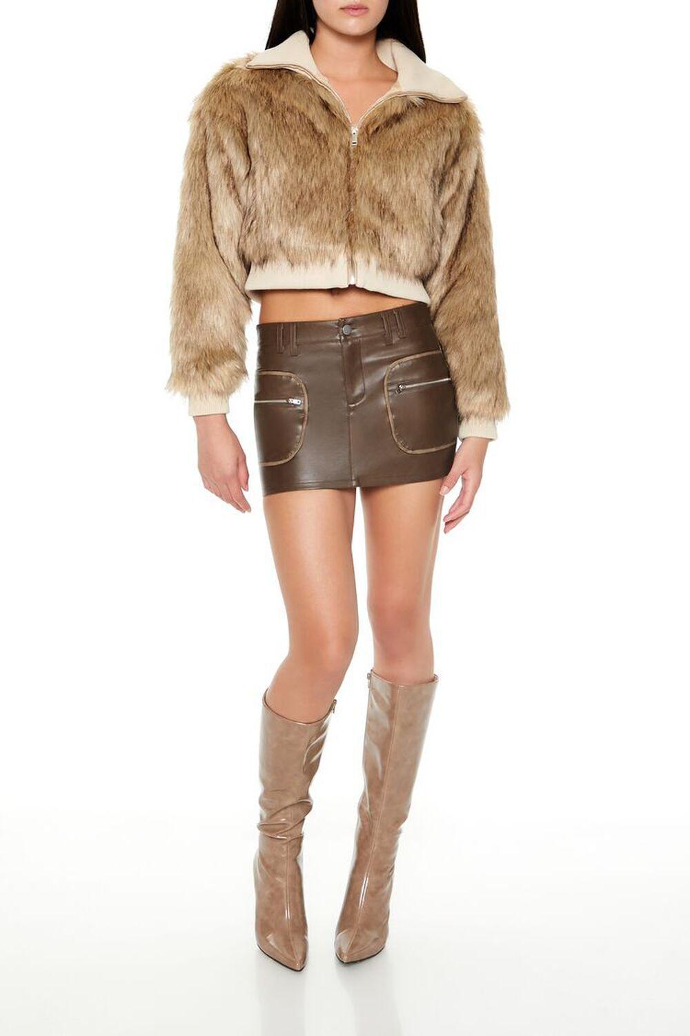 Cropped Faux Fur Bomber Jacket | Forever 21 Product Image