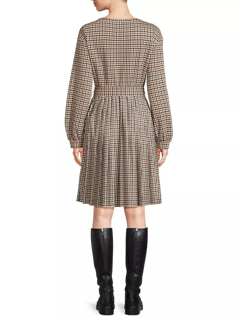 Vetta Houndstooth Jersey Belted Minidress Product Image