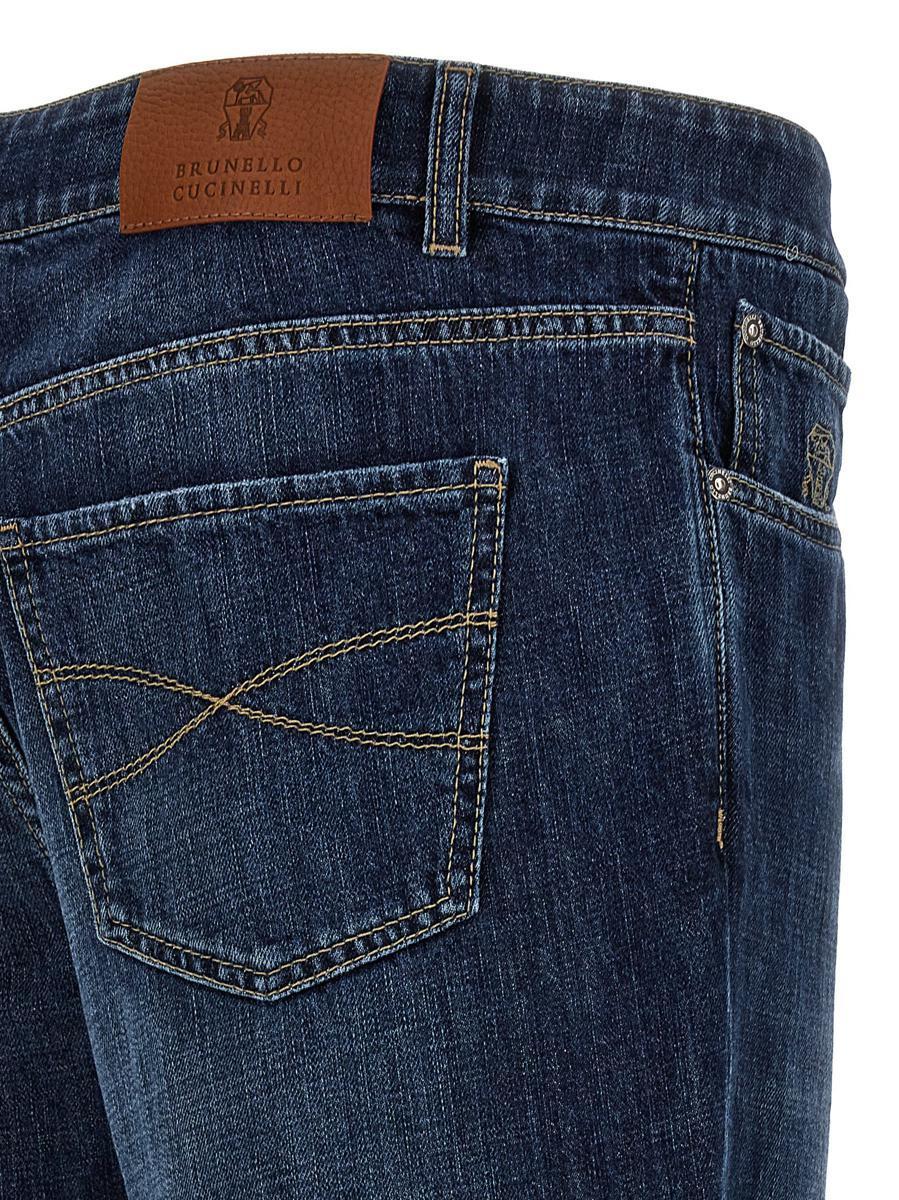 Blue Logo Embroidery Jeans Product Image