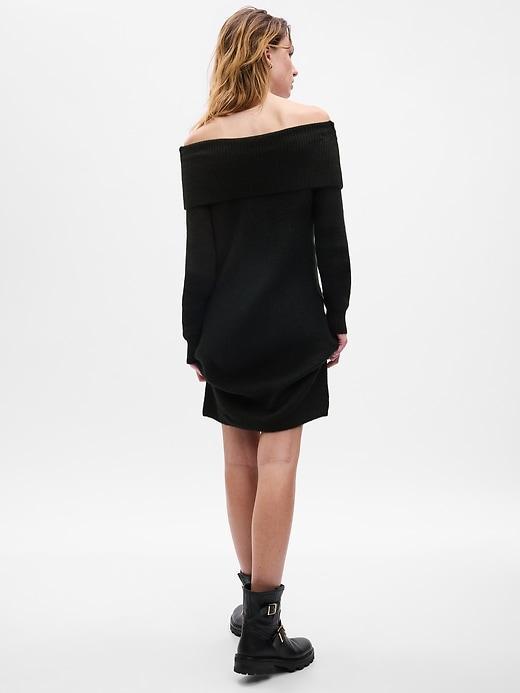 Off-Shoulder Mini Sweater Dress Product Image