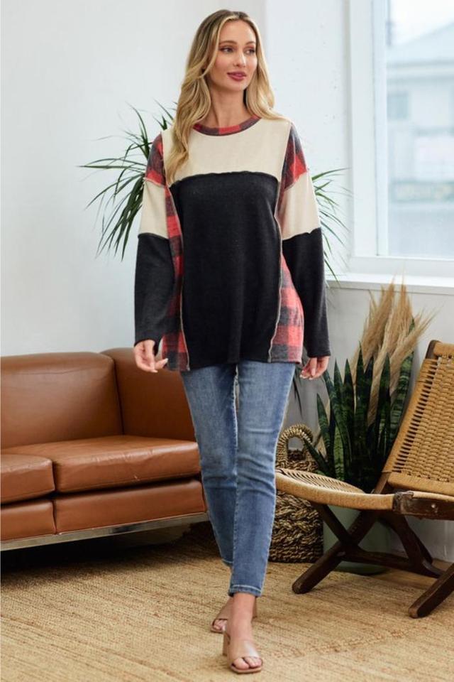 Plaid Vintage Colorblock Pullover Product Image