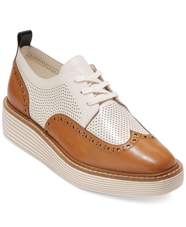 Cole Haan Womens OriginalGrand Wingtip Platform Oxfords - Gold Talca Product Image