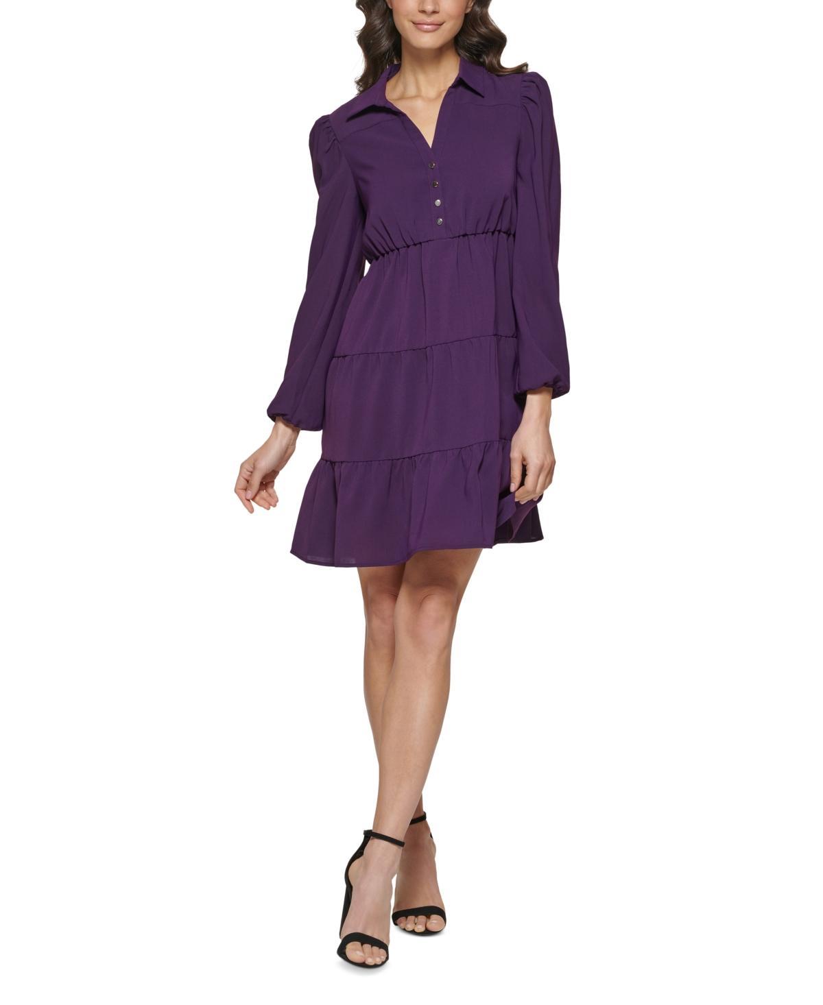 kensie Collared Tiered Shift Dress Product Image