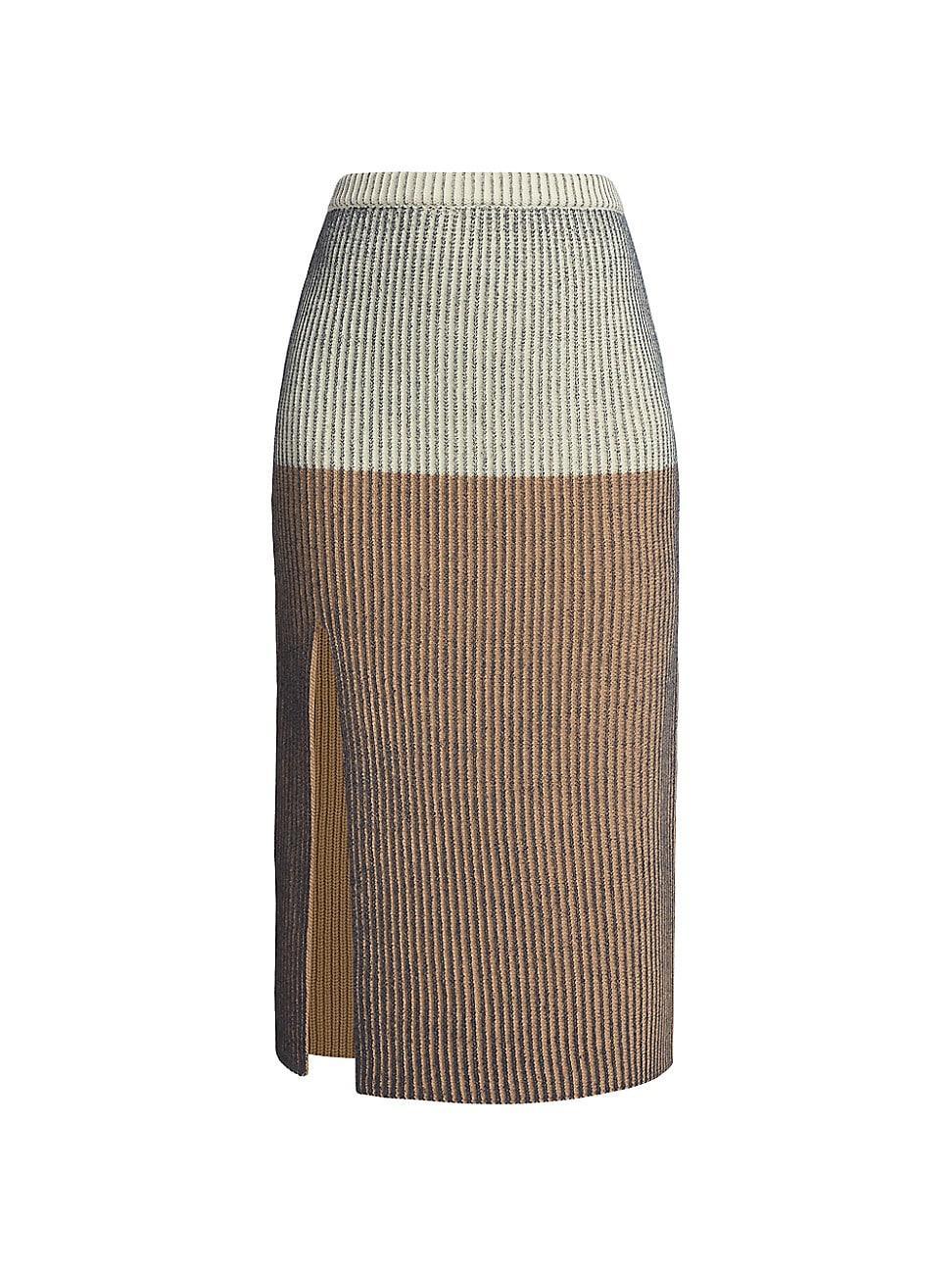 Womens Slit Rib-Knit Midi-Skirt Product Image