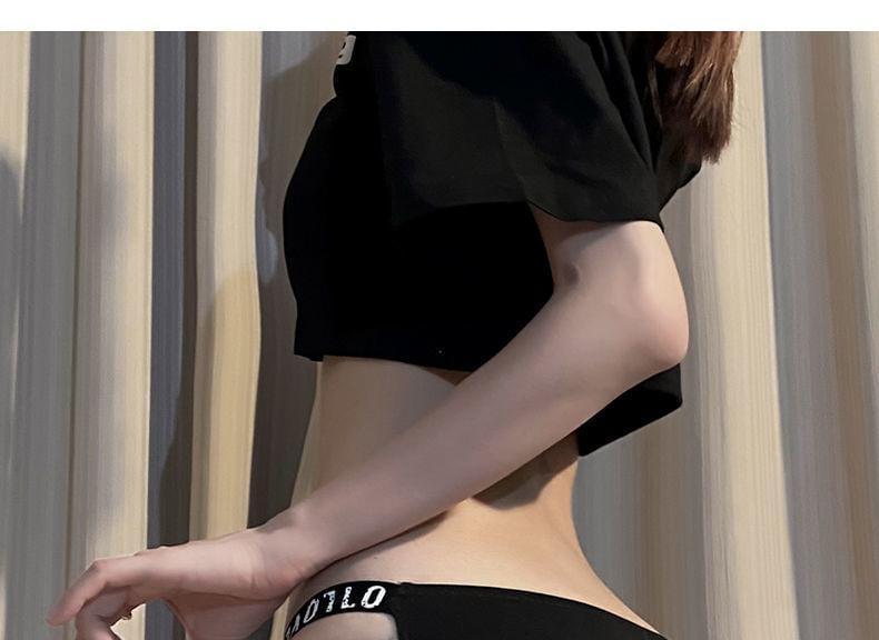 Low Rise Lettering Print Cutout Panty Product Image