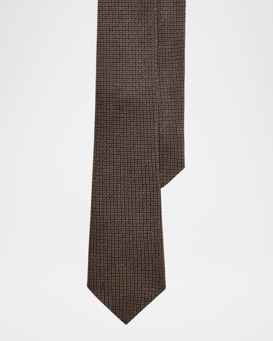 Mens Square-Patterned Silk-Cashmere Tie Product Image