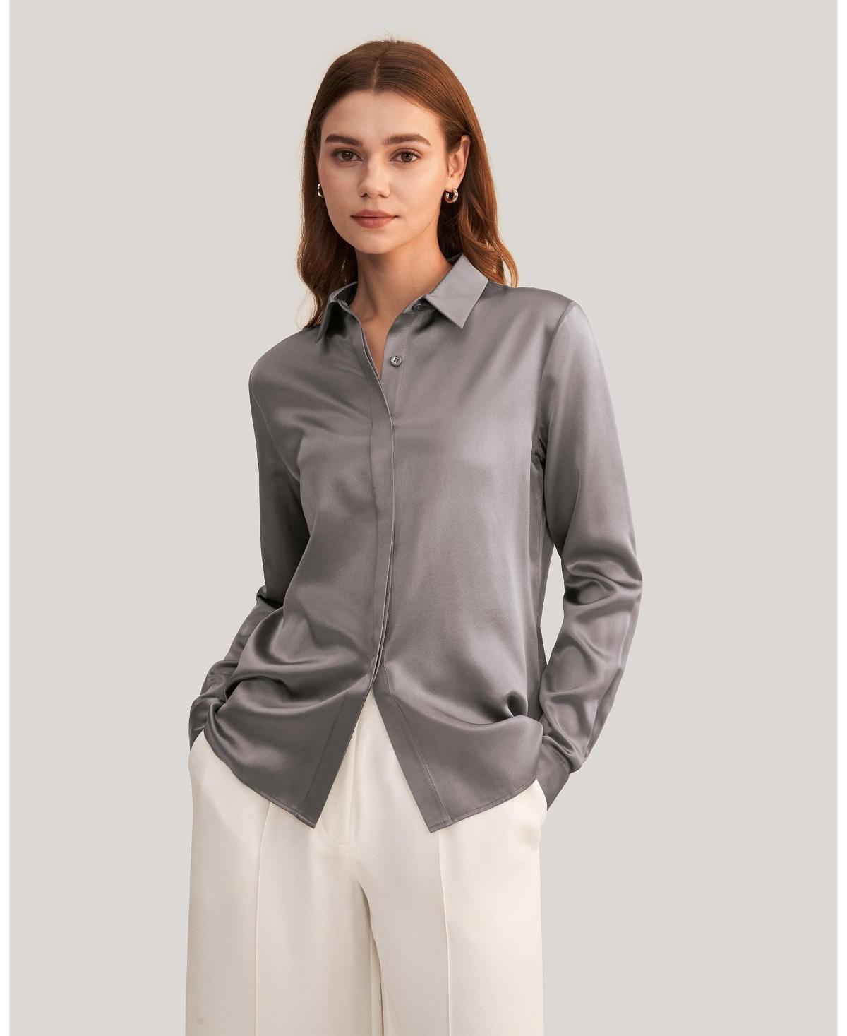 Lilysilk Womens Basic Concealed Placket Silk Shirt Product Image