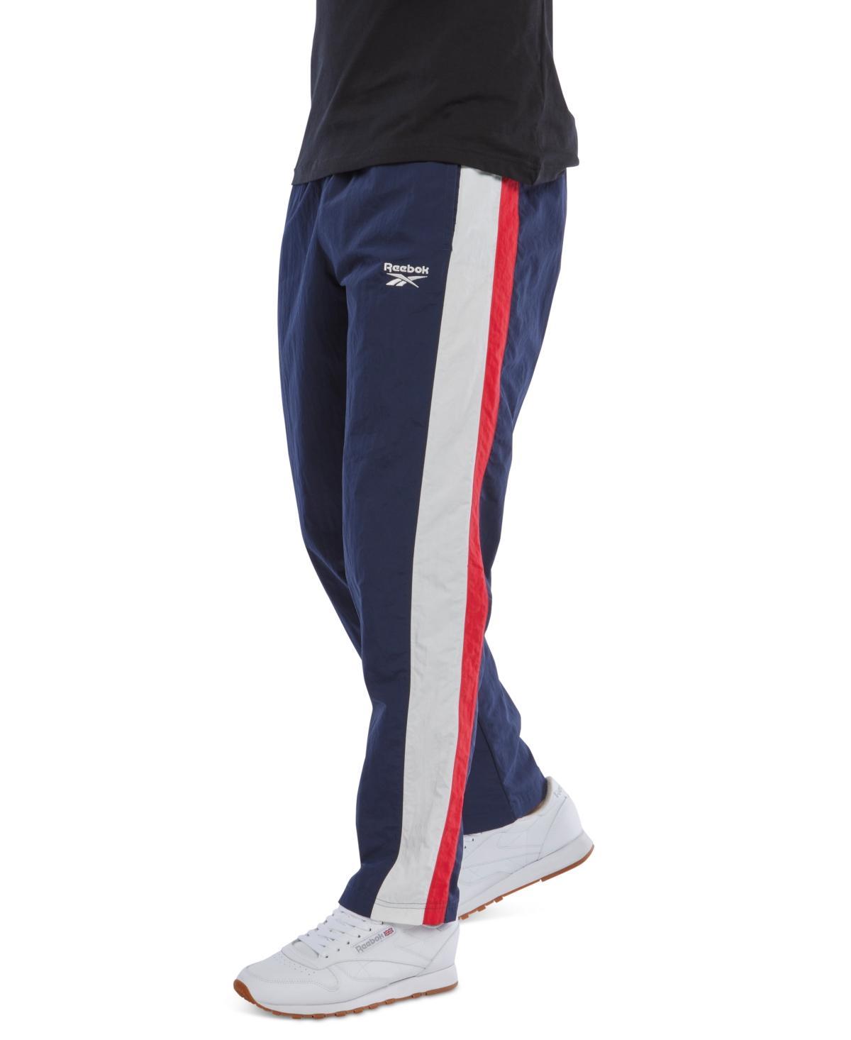 Reebok Mens Ivy League Regular-Fit Colorblocked Crinkled Track Pants - Red/navy Product Image