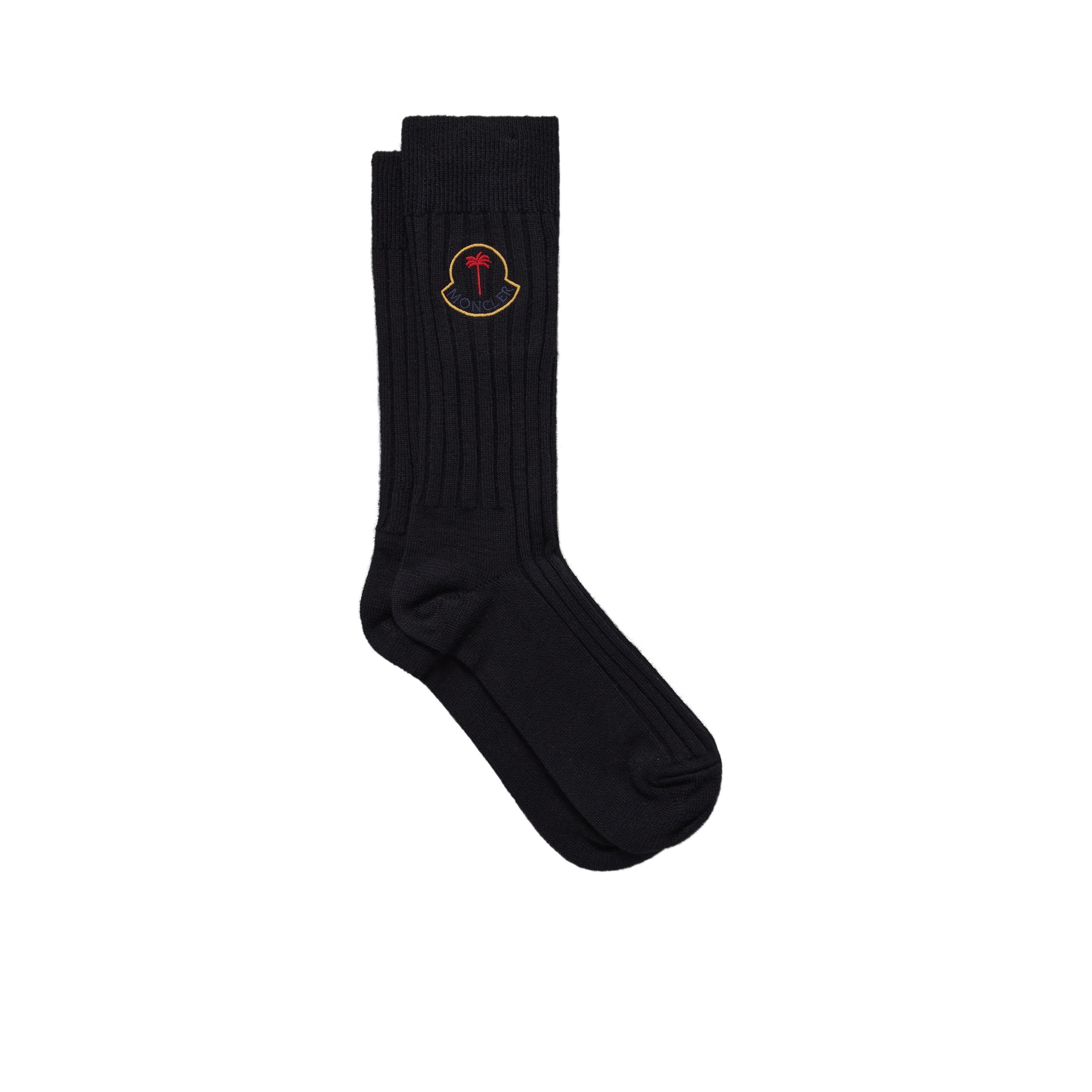 MONCLER Logo Wool Socks Blue Product Image