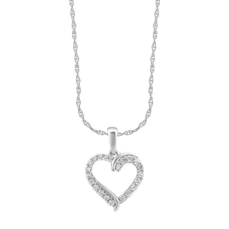 Arctic Clear 14k White Gold 1/4 Carat T.W. Round Cut Lab-Grown Diamond Heart Pendant Necklace, Womens Product Image