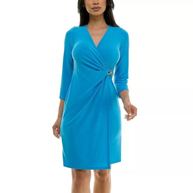 Womens Nina Leonard Chain Detail Faux-Wrap Dress Product Image