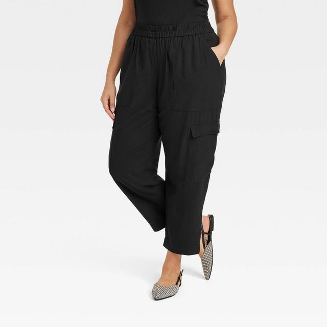 Womens High-Rise Ankle Cargo Pants - A New Day Black 3X Product Image