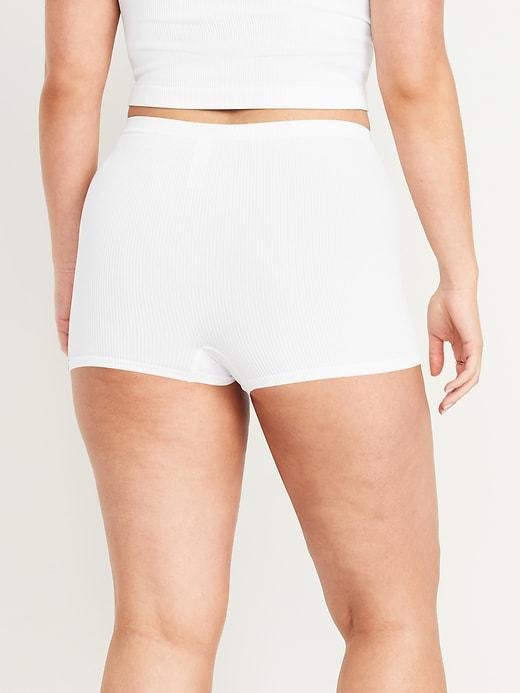 Mid-Rise Seamless Ribbed Boyshort Underwear Product Image