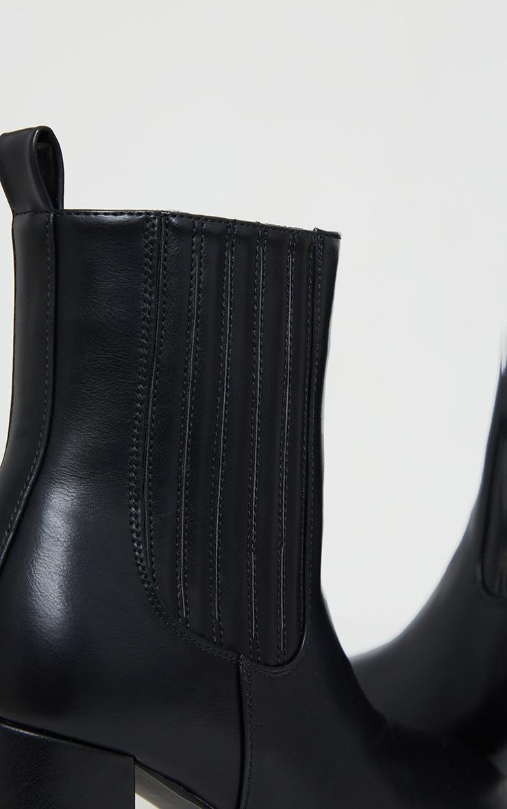 Black Slight Platform Chelsea Basic Heeled Ankle Boots Product Image