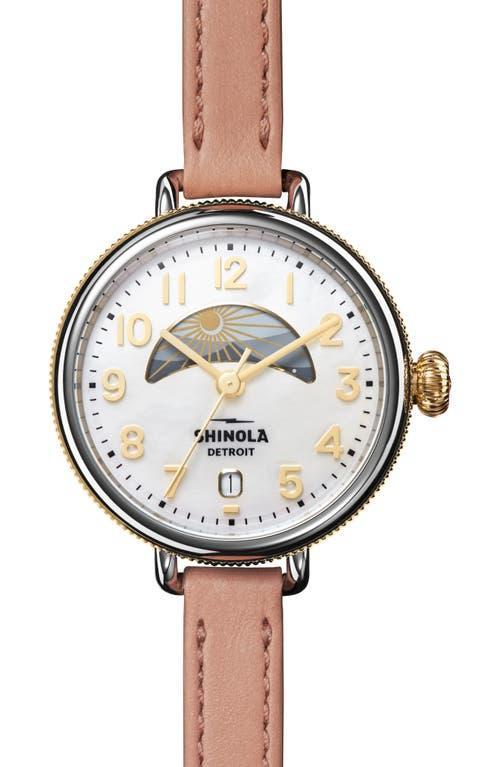 Shinola The Birdy Day & Night Leather Strap Watch, 38mm Product Image