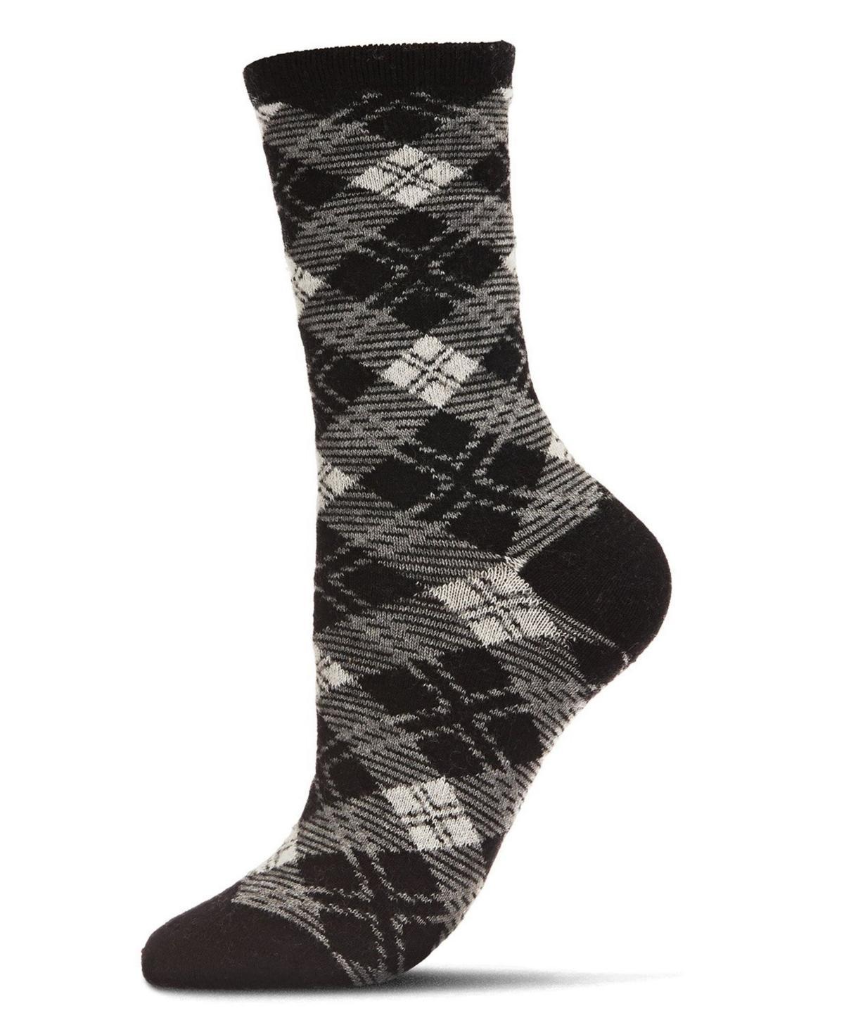 MeMoi Womens Diamond Overlay Cashmere Blend Crew Socks Product Image