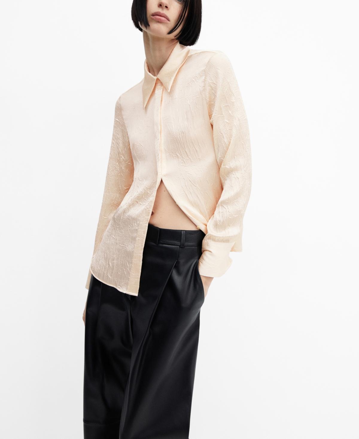 MANGO - Satin finish flowy shirt ecruWomen Product Image