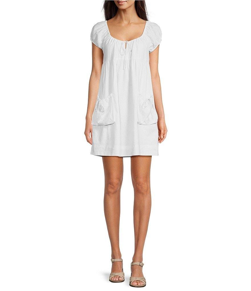 Lucky Brand Square Neck Short Sleeve Side Pocket Dress Product Image