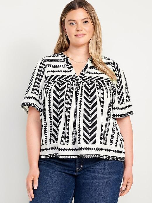 Split-Neck Textured Top Product Image