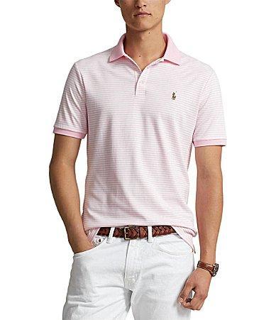 Polo Ralph Lauren Classic Fit Striped Soft Cotton Polo Shirt (Carmel /White) Men's Clothing Product Image