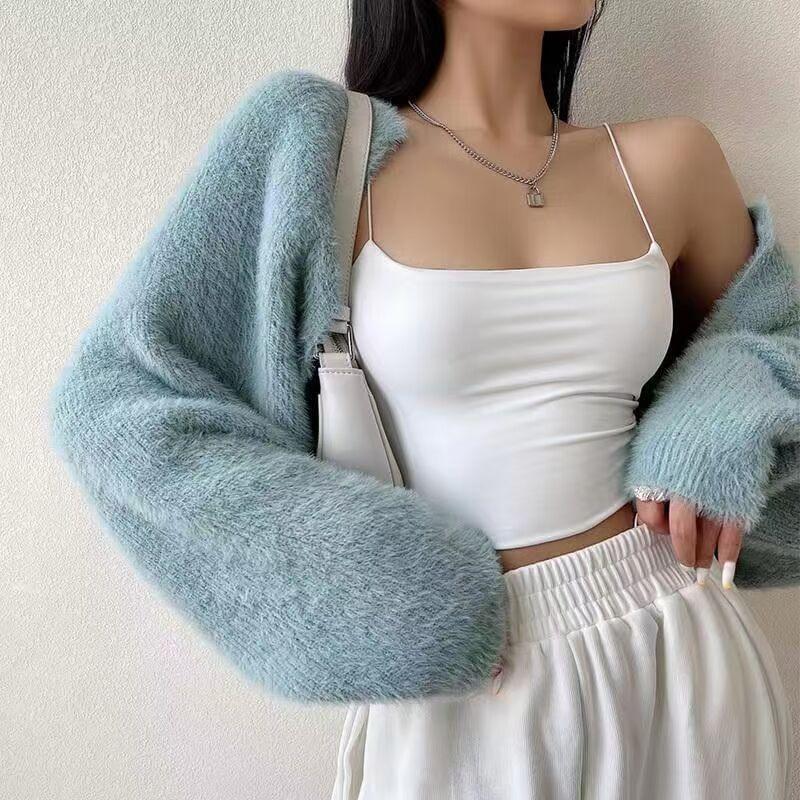 Plain Fluffy Cropped Bolero Cardigan Product Image