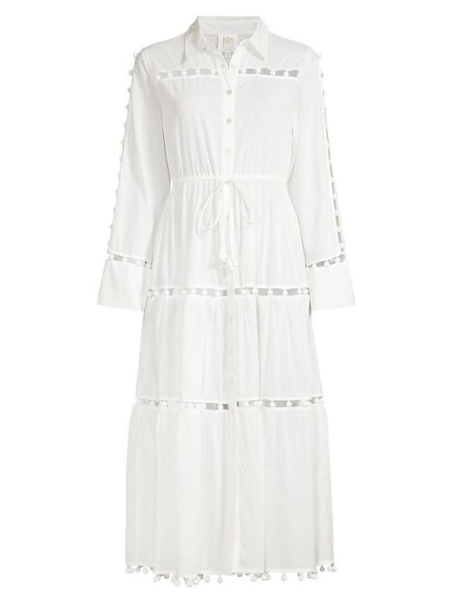 Womens Beaded Cotton Voile Midi-Shirtdress Product Image