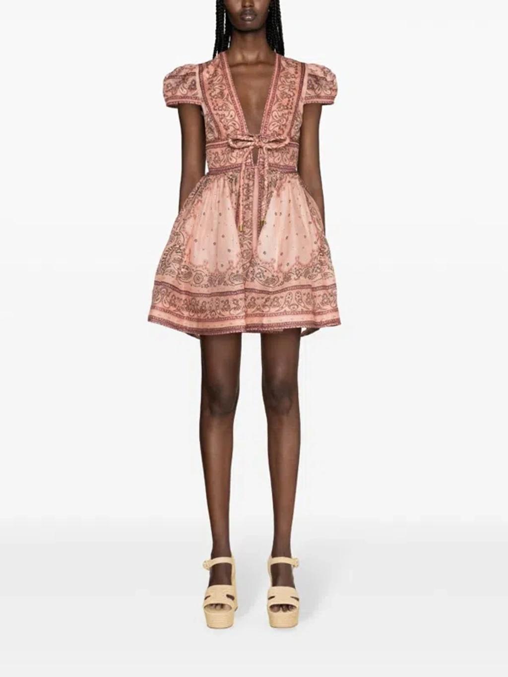 ZIMMERMANN Dress With Bow In Pink Product Image