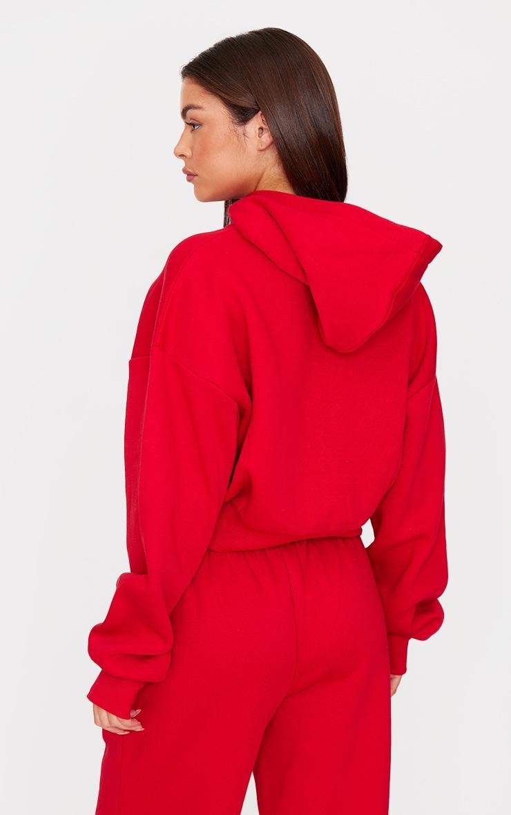 PRETTYLITTLETHING Red Borg Graphic Zip Up Hoodie Product Image