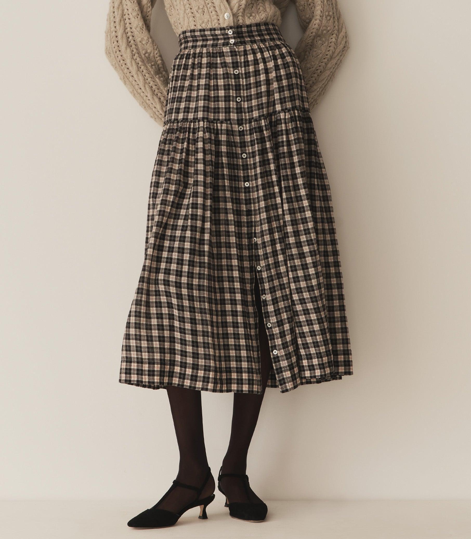 FABIENNE SKIRT -- NAVY COUNTRYSIDE PLAID product image