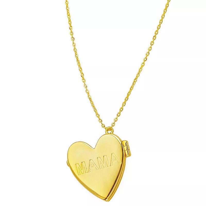 Adornia 14k Gold Plated MAMA Heart Locket Necklace, Womens Yellow Product Image