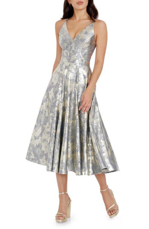 Dress the Population Delilah Metallic Floral Fit & Flare Midi Dress Product Image