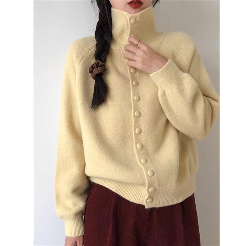 Stand Collar Plain Cardigan product image