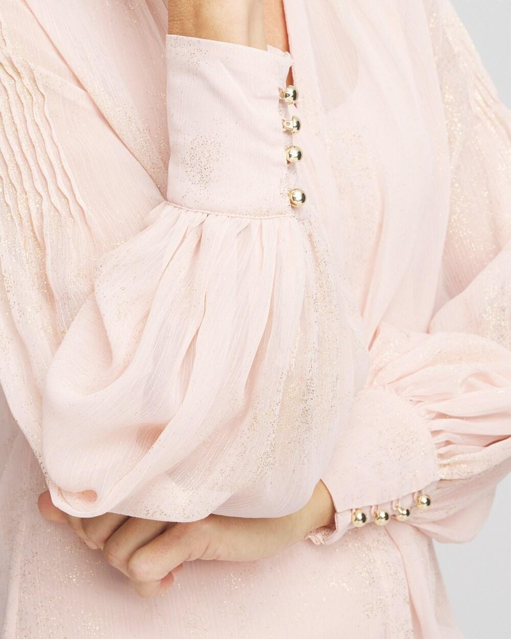 Gold Foil Chiffon Pintuck Blouse Product Image