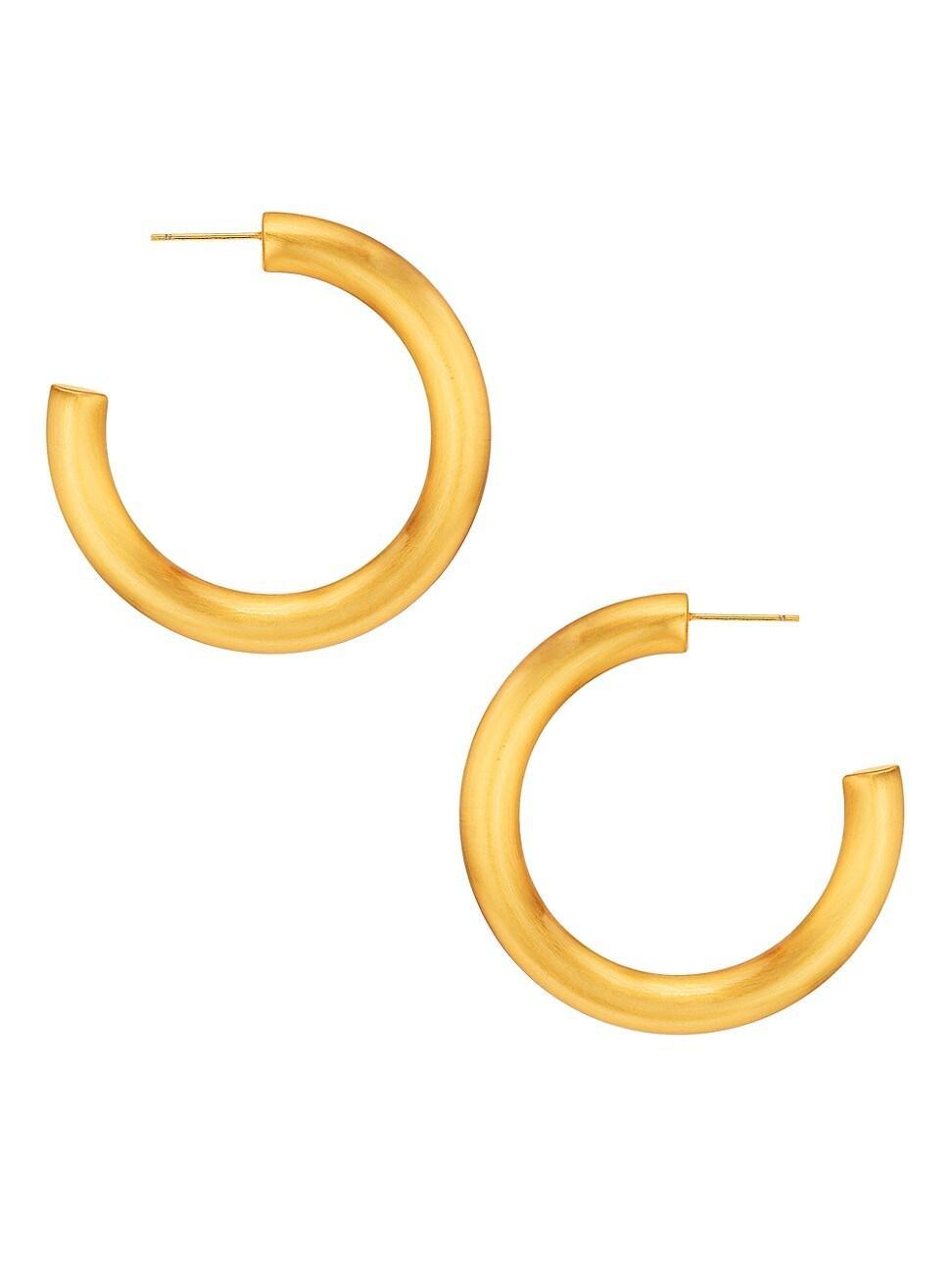 Womens Gold-plated Brushed Hoop Earrings Product Image