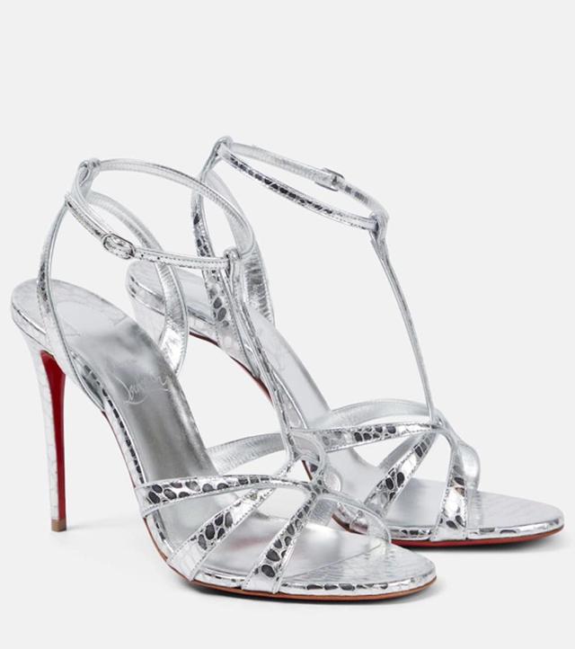 CHRISTIAN LOUBOUTIN Tangueva Red Sole Birdy Metallic Stiletto Sandals In Multicolor Product Image