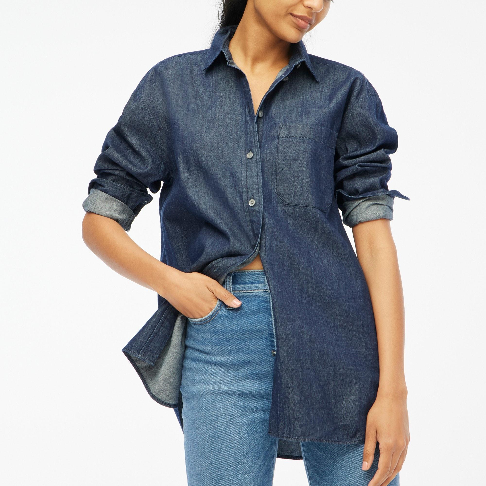 Chambray oversized button-up shirt Product Image