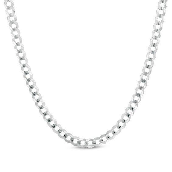 Men's 4.7mm Curb Chain Necklace in Solid 14K White Gold - 24" Product Image